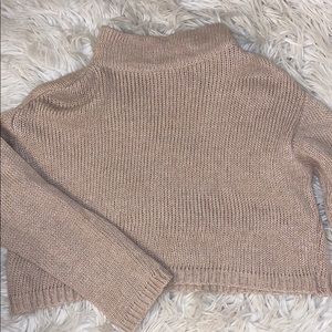 CREAM CROPPED MOCK NECK SWEATER
